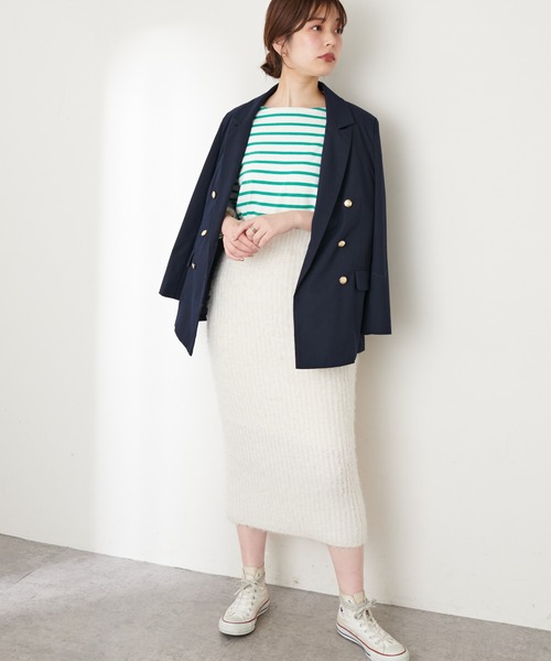 natural couture(ナチュラルクチュール)の「ふんわりMIXニットナロースカート(スカート・レディース・オフホワイト/ラベンダー/チャコール・FREE)」の8枚目の写真