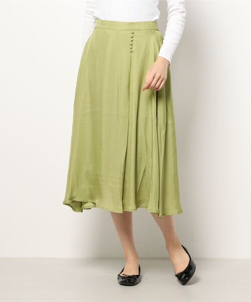 Te chichi TERRASSE（テチチテラス）の「楊柳サテンスカート（スカート・レディース・ベージュ/チャコール/グリーン・ﾌﾘ-）」の6枚目の写真