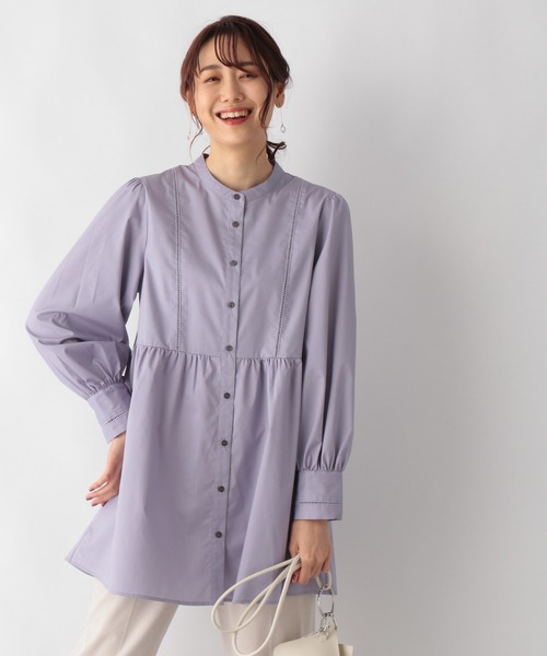 GLOBAL WORK(グローバルワーク)の「キリカエチュニック【MATINEE LINE】/215882(シャツ/ブラウス・レディース・ブラック/オフホワイト/ラベンダー・MEDIUM/LARGE)」の3枚目の写真