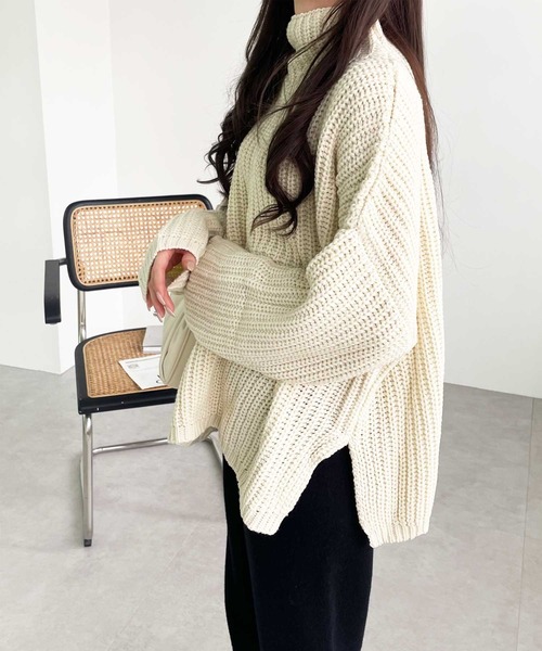 GeeRA（ジーラ）の「オーバーサイズタートルニット（ニット/セーター・レディース・アイボリー/杢グレー・X-LARGE/LARGE/MEDIUM）」の16枚目の写真