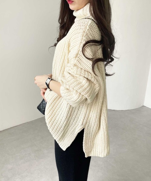 GeeRA（ジーラ）の「オーバーサイズタートルニット（ニット/セーター・レディース・アイボリー/杢グレー・X-LARGE/LARGE/MEDIUM）」の20枚目の写真