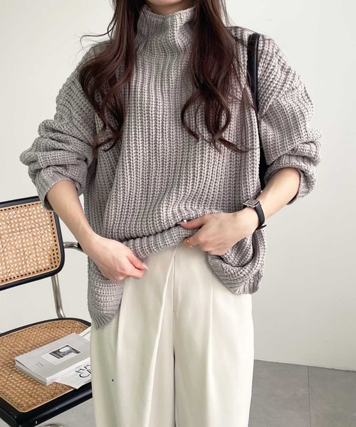 GeeRA（ジーラ）の「オーバーサイズタートルニット（ニット/セーター・レディース・アイボリー/杢グレー・X-LARGE/LARGE/MEDIUM）」の10枚目の写真
