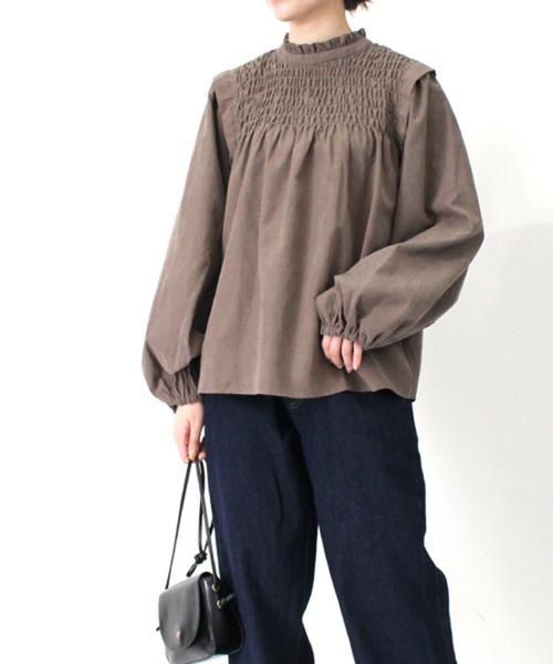 STYLEBLOCK（スタイルブロック）の「ボリュームスリーブシャーリングブラウス（シャツ/ブラウス・レディース・ブラック/アッシュグレー/ピンク/オフホワイト/ブルー・M）」の4枚目の写真