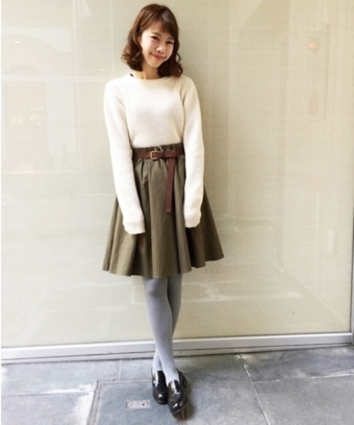 Kastane（カスタネ）の「【kastane】Wタックスカート（スカート・レディース・ブラック/ベージュ/カーキ・FREE）」の12枚目の写真