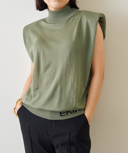 ERIKA CAVALLINI（エリカカヴァリー二）の「【ERIKA CAVALLINI】ショルダーパッドニット（ニット/セーター・レディース・カーキ・SMALL）」の6枚目の写真