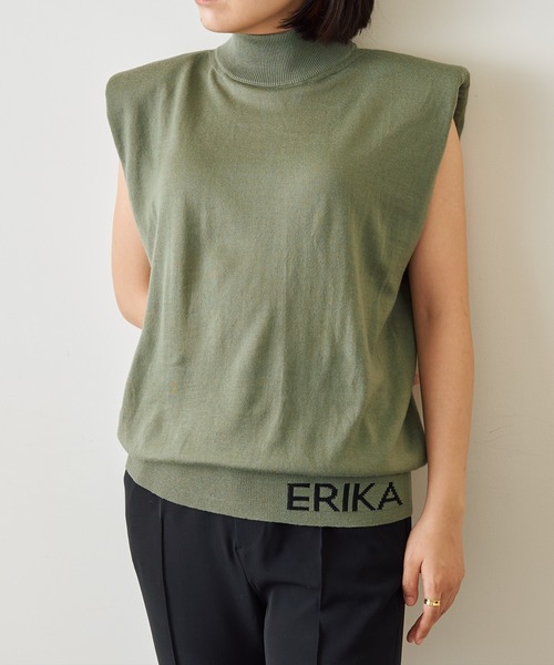 ERIKA CAVALLINI（エリカカヴァリー二）の「【ERIKA CAVALLINI】ショルダーパッドニット（ニット/セーター・レディース・カーキ・SMALL）」の4枚目の写真