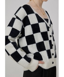 【Fano Studios】V-neck checkerboard pattern knitted cardigan FQ21S091
