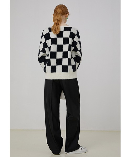 Fano Studios(ファノ ストゥディオズ)の「【Fano Studios】V-neck checkerboard pattern knitted cardigan FQ21S091(カーディガン/ボレロ・レディース・ブラック・S/M/L)」の19枚目の写真