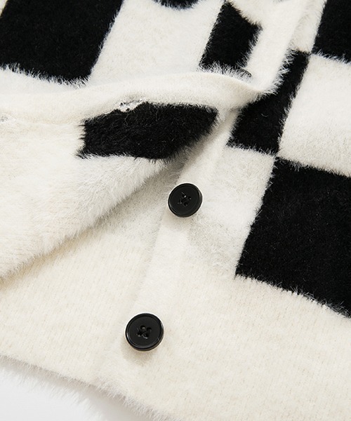 Fano Studios(ファノ ストゥディオズ)の「【Fano Studios】V-neck checkerboard pattern knitted cardigan FQ21S091(カーディガン/ボレロ・レディース・ブラック・S/M/L)」の18枚目の写真