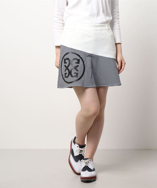 G/FORE ストライプ柄スカート ホワイト/ブラック G/FORE（ジーフォア）の「《G/FORE》WOMENS チルドライ 2WAY