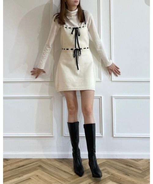 epine（エピヌ）の「velours ribbon knit onepiece（ワンピース）」 - WEAR