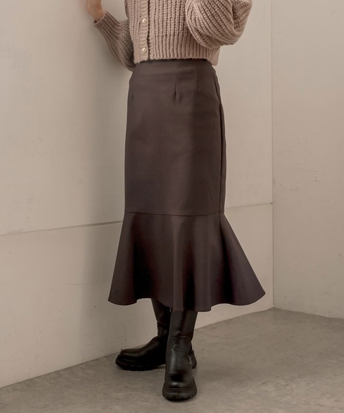 OLIVE des OLIVE（オリーブデオリーブ）の「ラッフルマーメイドスカート（スカート・レディース・ブラック/ダークブラウン/ブラウン/アイボリー・FREE）」の18枚目の写真