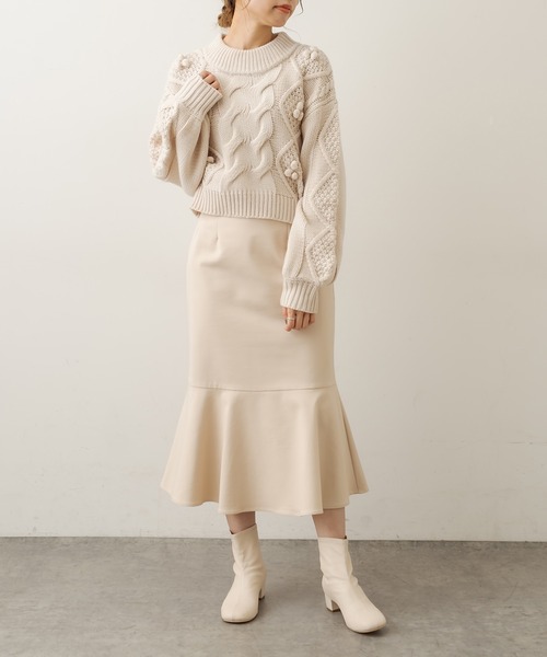 OLIVE des OLIVE（オリーブデオリーブ）の「ラッフルマーメイドスカート（スカート・レディース・ブラック/ダークブラウン/ブラウン/アイボリー・FREE）」の8枚目の写真