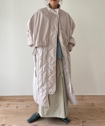 layered design quilting long coat / レイヤードデザイン中綿キルティングロングコート