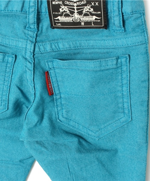 CHUBBYGANG（チャビーギャング）の「ロゴ刺繍　ストレッチツイルカラーパンツ（その他パンツ・キッズ・イエロー/ホワイト/エメラルド/ピンク・120/130/110/100）」の12枚目の写真