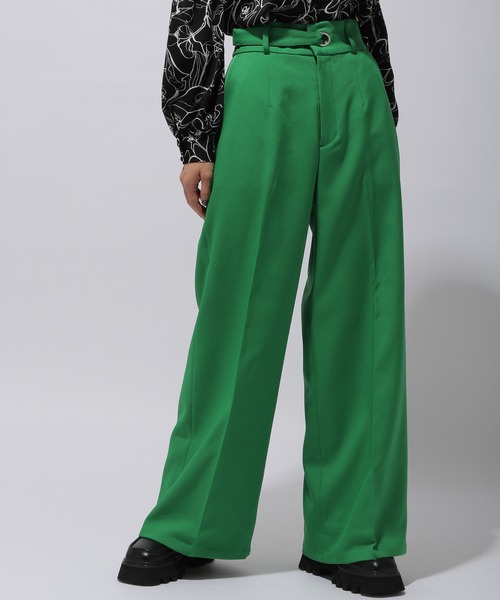 HARE（ハレ）の「センタープレスカラーワイドスラックス(HARE)（スラックス・レディース・ブラック/ブルー系その他/グリーン・SMALL/MEDIUM）」の2枚目の写真