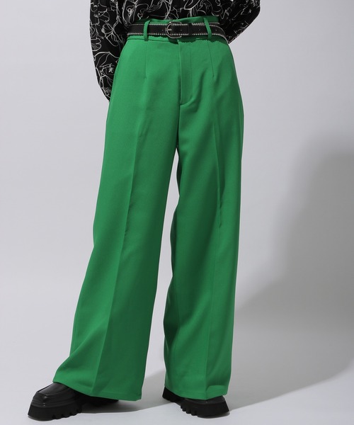 HARE（ハレ）の「センタープレスカラーワイドスラックス(HARE)（スラックス・レディース・ブラック/ブルー系その他/グリーン・SMALL/MEDIUM）」の4枚目の写真