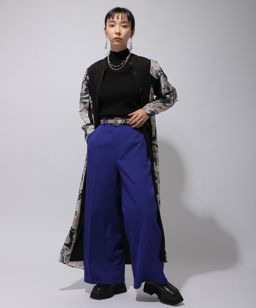 HARE（ハレ）の「センタープレスカラーワイドスラックス(HARE)（スラックス・レディース・ブラック/ブルー系その他/グリーン・SMALL/MEDIUM）」の16枚目の写真