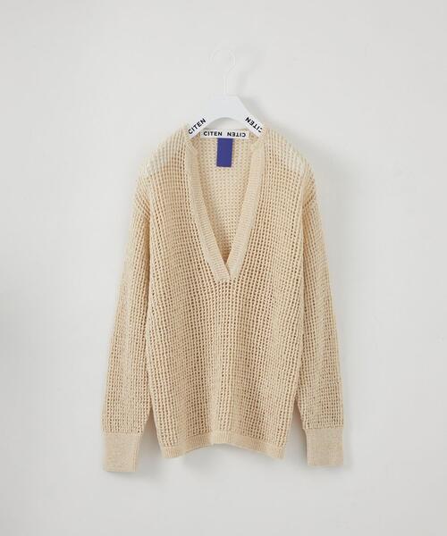 CITEN（シテン）の「＜CITEN（シテン）＞メッシュルーズ ニット（ニット/セーター・レディース・ブラック/ナチュラル・FREE）」の2枚目の写真