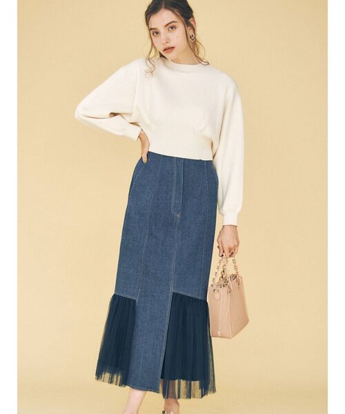 MERCURYDUO（マーキュリーデュオ）の「ドルマンスリーブクロップドニット（ニット/セーター・レディース・ベージュ/オフホワイト・FREE）」の6枚目の写真