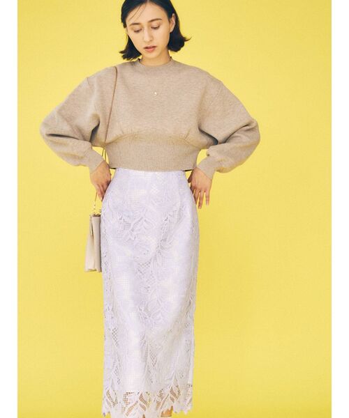 MERCURYDUO（マーキュリーデュオ）の「ドルマンスリーブクロップドニット（ニット/セーター・レディース・ベージュ/オフホワイト・FREE）」の10枚目の写真