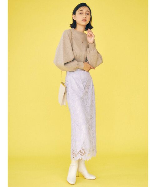 MERCURYDUO（マーキュリーデュオ）の「ドルマンスリーブクロップドニット（ニット/セーター・レディース・ベージュ/オフホワイト・FREE）」の17枚目の写真