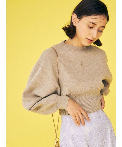MERCURYDUO（マーキュリーデュオ）の「ドルマンスリーブクロップドニット（ニット/セーター・レディース・ベージュ/オフホワイト・FREE）」の15枚目の写真