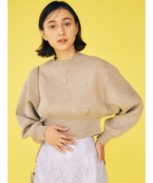 MERCURYDUO（マーキュリーデュオ）の「ドルマンスリーブクロップドニット（ニット/セーター・レディース・ベージュ/オフホワイト・FREE）」の4枚目の写真