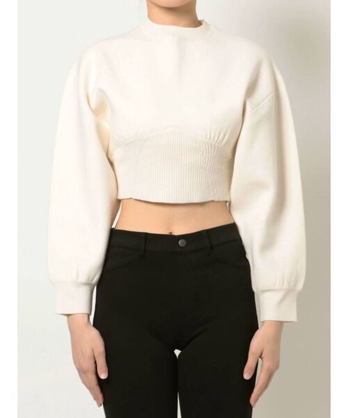 MERCURYDUO（マーキュリーデュオ）の「ドルマンスリーブクロップドニット（ニット/セーター・レディース・ベージュ/オフホワイト・FREE）」の13枚目の写真