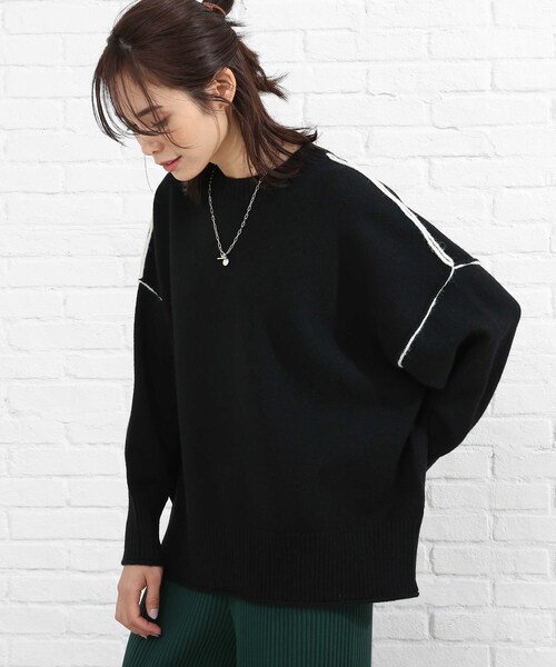 SHOO・LA・RUE（シューラルー）の「◆配色アウトリンキングニット（ニット/セーター・レディース・ベージュ系その他2/ホワイト系7/ブラック系4/ライトグリーン系・00）」の6枚目の写真