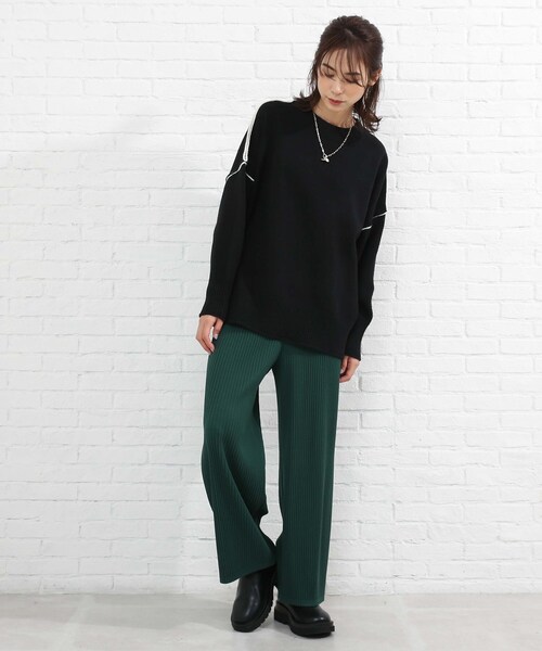 SHOO・LA・RUE（シューラルー）の「◆配色アウトリンキングニット（ニット/セーター・レディース・ベージュ系その他2/ホワイト系7/ブラック系4/ライトグリーン系・00）」の19枚目の写真