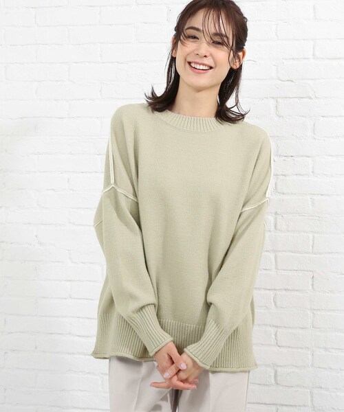 SHOO・LA・RUE（シューラルー）の「◆配色アウトリンキングニット（ニット/セーター・レディース・ベージュ系その他2/ホワイト系7/ブラック系4/ライトグリーン系・00）」の17枚目の写真