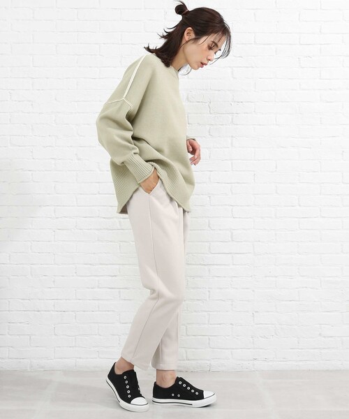 SHOO・LA・RUE（シューラルー）の「◆配色アウトリンキングニット（ニット/セーター・レディース・ベージュ系その他2/ホワイト系7/ブラック系4/ライトグリーン系・00）」の14枚目の写真