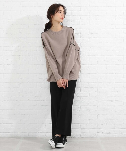 SHOO・LA・RUE（シューラルー）の「◆配色アウトリンキングニット（ニット/セーター・レディース・ベージュ系その他2/ホワイト系7/ブラック系4/ライトグリーン系・00）」の8枚目の写真