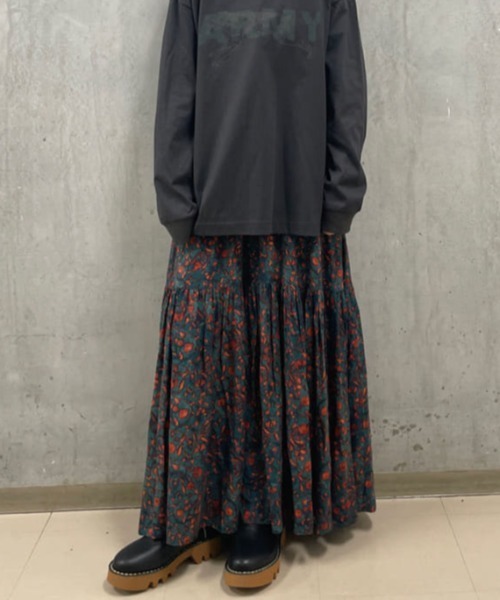 BEARDSLEY（ビアズリー）の「《FRIPIER》プリントティアードマキシスカート（スカート・レディース・グリーン・FREE）」の16枚目の写真