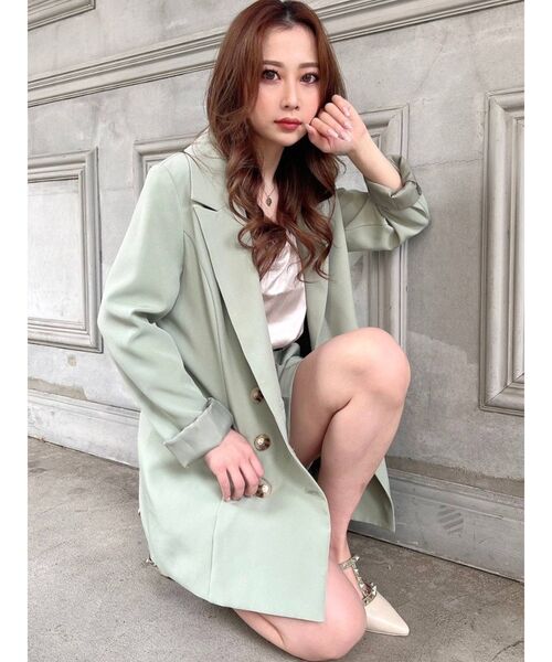 RESEXXY（リゼクシー）の「テーラードミディジャケット【セットアップ着用可能】（テーラードジャケット・レディース・ベージュ/ミント/その他1・FREE）」の6枚目の写真