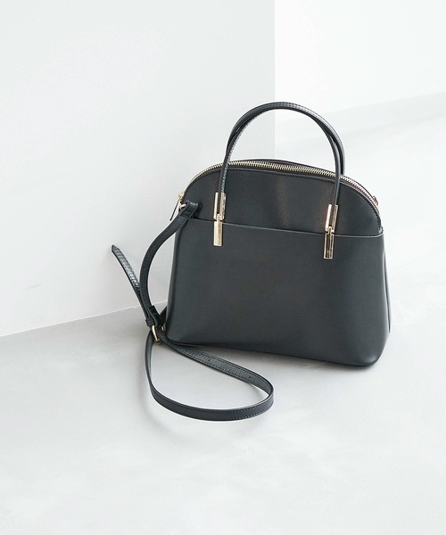 ROPE' PICNIC（ロペピクニック）の「【軽量】レクタンメタルミドルラウンドボストン＆ショルダーバッグ（ショルダーバッグ・レディース・ライトグレー/ブラック/ベージュ・FREE）」の2枚目の写真