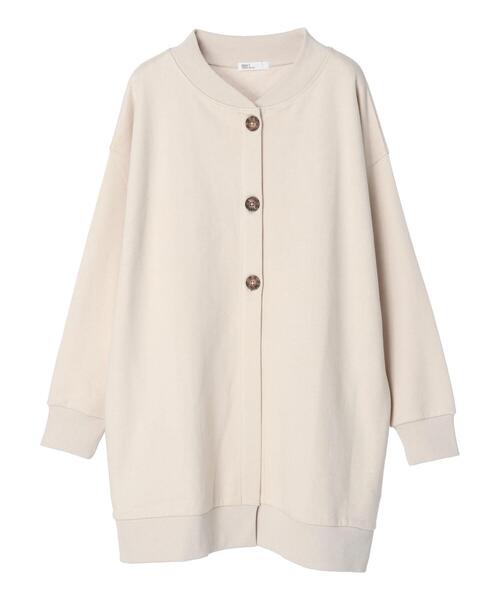 CRAFT STANDARD BOUTIQUE(クラフトスタンダードブティック)の「裏起毛ノーカラーカーディガン *(カーディガン/ボレロ・レディース・チャコールグレー/ブラック/アイボリー・FREE)」の5枚目の写真