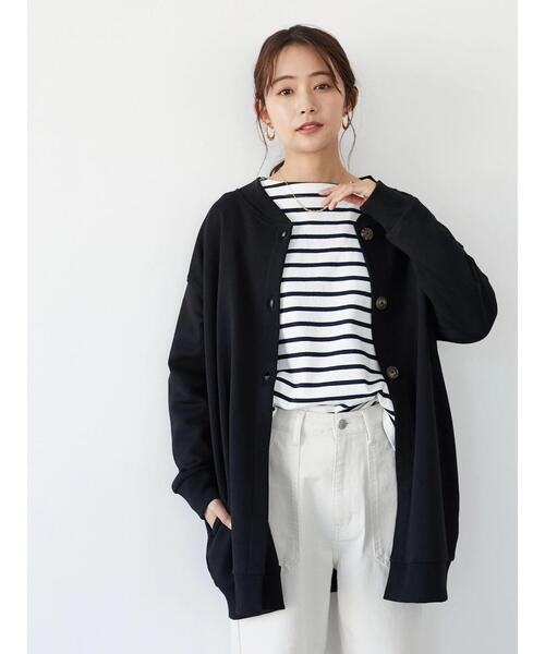 CRAFT STANDARD BOUTIQUE(クラフトスタンダードブティック)の「裏起毛ノーカラーカーディガン *(カーディガン/ボレロ・レディース・チャコールグレー/ブラック/アイボリー・FREE)」の6枚目の写真