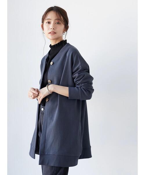 CRAFT STANDARD BOUTIQUE(クラフトスタンダードブティック)の「裏起毛ノーカラーカーディガン *(カーディガン/ボレロ・レディース・チャコールグレー/ブラック/アイボリー・FREE)」の8枚目の写真