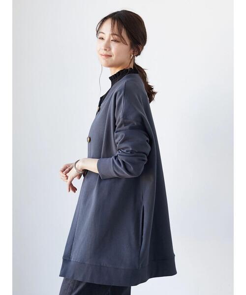 CRAFT STANDARD BOUTIQUE(クラフトスタンダードブティック)の「裏起毛ノーカラーカーディガン *(カーディガン/ボレロ・レディース・チャコールグレー/ブラック/アイボリー・FREE)」の9枚目の写真
