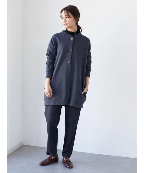 CRAFT STANDARD BOUTIQUE(クラフトスタンダードブティック)の「裏起毛ノーカラーカーディガン *(カーディガン/ボレロ・レディース・チャコールグレー/ブラック/アイボリー・FREE)」の10枚目の写真