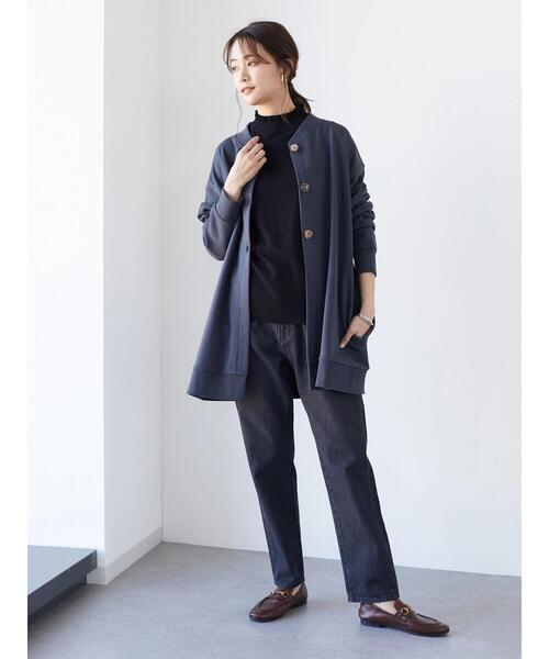 CRAFT STANDARD BOUTIQUE(クラフトスタンダードブティック)の「裏起毛ノーカラーカーディガン *(カーディガン/ボレロ・レディース・チャコールグレー/ブラック/アイボリー・FREE)」の12枚目の写真