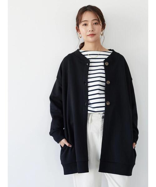 CRAFT STANDARD BOUTIQUE(クラフトスタンダードブティック)の「裏起毛ノーカラーカーディガン *(カーディガン/ボレロ・レディース・チャコールグレー/ブラック/アイボリー・FREE)」の13枚目の写真