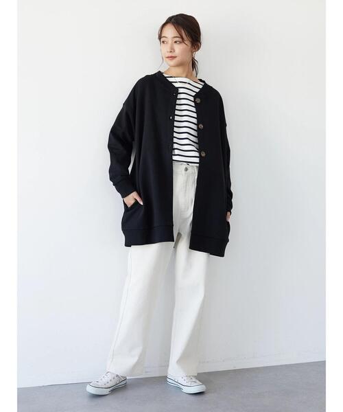 CRAFT STANDARD BOUTIQUE(クラフトスタンダードブティック)の「裏起毛ノーカラーカーディガン *(カーディガン/ボレロ・レディース・チャコールグレー/ブラック/アイボリー・FREE)」の16枚目の写真
