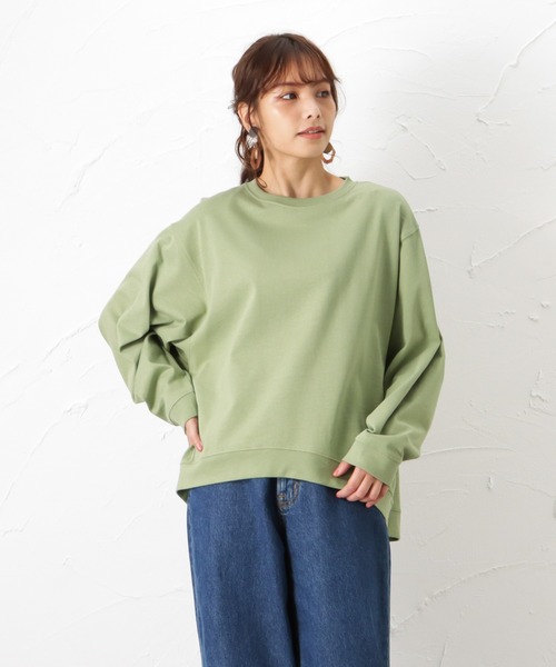 NAVY(ネイビー)の「オーガニックコットン ドルマンロングスリーブTシャツ(Tシャツ/カットソー・レディース・ブラウン/オートミール/グリーン/ホワイト・フリー)」の4枚目の写真