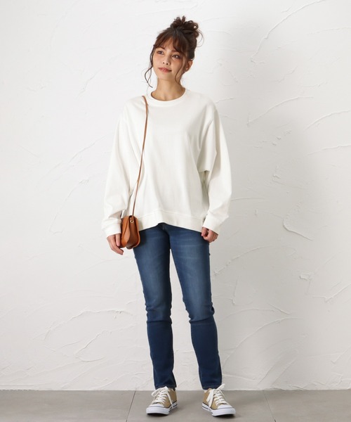 NAVY(ネイビー)の「オーガニックコットン ドルマンロングスリーブTシャツ(Tシャツ/カットソー・レディース・ブラウン/オートミール/グリーン/ホワイト・フリー)」の22枚目の写真