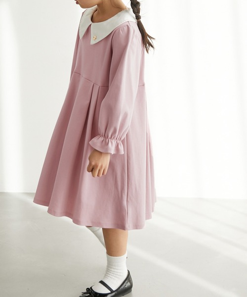 ROPE' PICNIC（ロペピクニック）の「【KIDS】デザイン襟カットソーワンピース（ワンピース・キッズ・ネイビー/ピンク系その他2・110/120/130）」の14枚目の写真