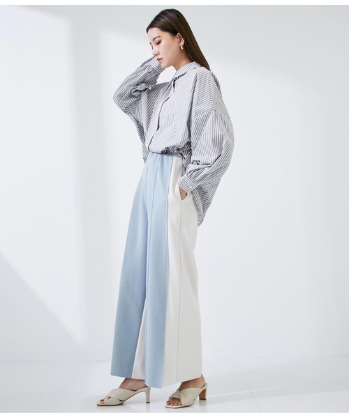 Settimissimo（セッティミッシモ）の「ストライプバックギャザーブラウス（シャツ/ブラウス・レディース・ブラック/ベージュ・FREE）」の8枚目の写真
