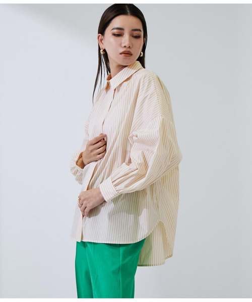 Settimissimo（セッティミッシモ）の「ストライプバックギャザーブラウス（シャツ/ブラウス・レディース・ブラック/ベージュ・FREE）」の10枚目の写真